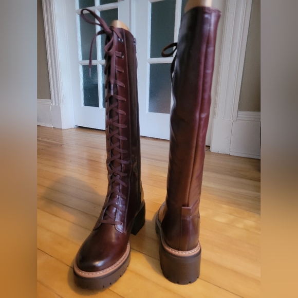 Cognac Lace-Up Knee High Boot with Tread New in Box from Naturalizer - Picture 7 of 11